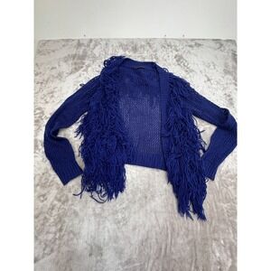 Signature 8 Open Knit‎ Sweater Women's Size Large Long Sleeve Frills Chunky EUC